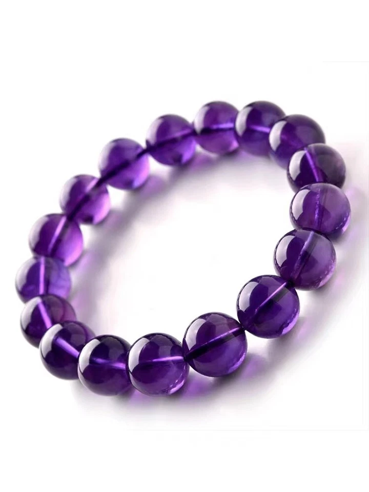 Pulseira masculina feminina contas redondas Uruguai quartzo ametista natural 14 mm AAAA - Imagem 4 de 4