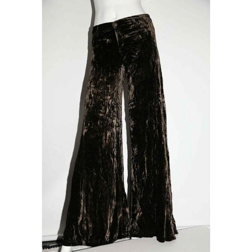 Brown Velvet Wide Leg Pants Size 