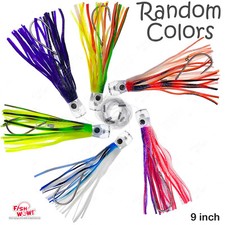 9" Fishing cup Trolling Marlin rigged Lure Resin Head big game Random colors New