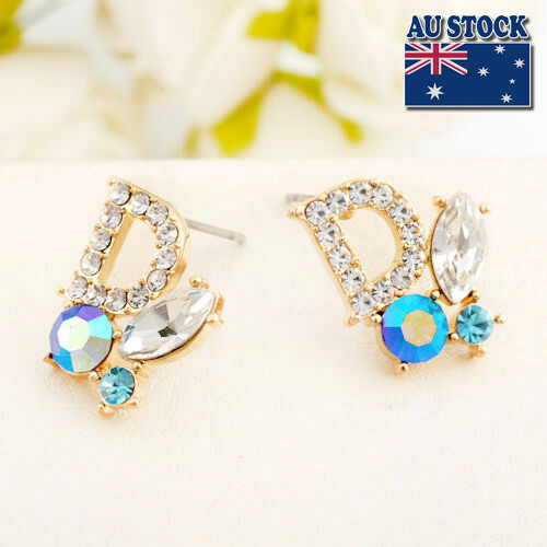 Gorgeous 18K Gold Filled Women Crystal Butterfly Stud Earrings Stunning Jewelry - Picture 1 of 3