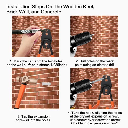 12-Pack Garage Storage Utility Double Hooks Wall Organizer Tool Hanger Steel NEW - Picture 4 of 12
