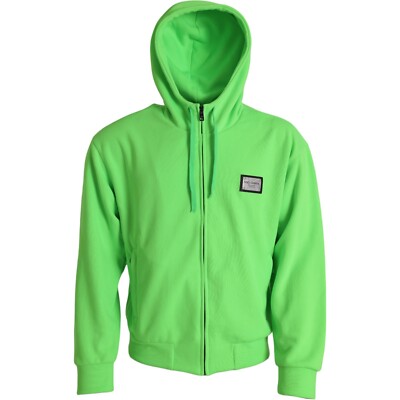 DOLCE & GABBANA Sweater NeonGreen Hooded Full Zip Top IT44 / US34