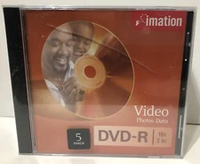 IMATION DVD-R Data-Video 16X  4.7GB  5 Pack New In Jewel Cases 2-hr 