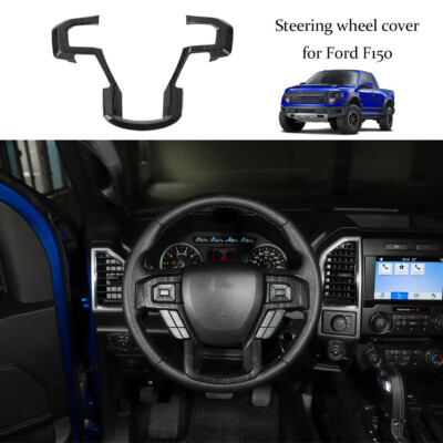 Black Wood Steering Wheel Frame Moulding Decor Cover Trim for Ford F150 2015-20
