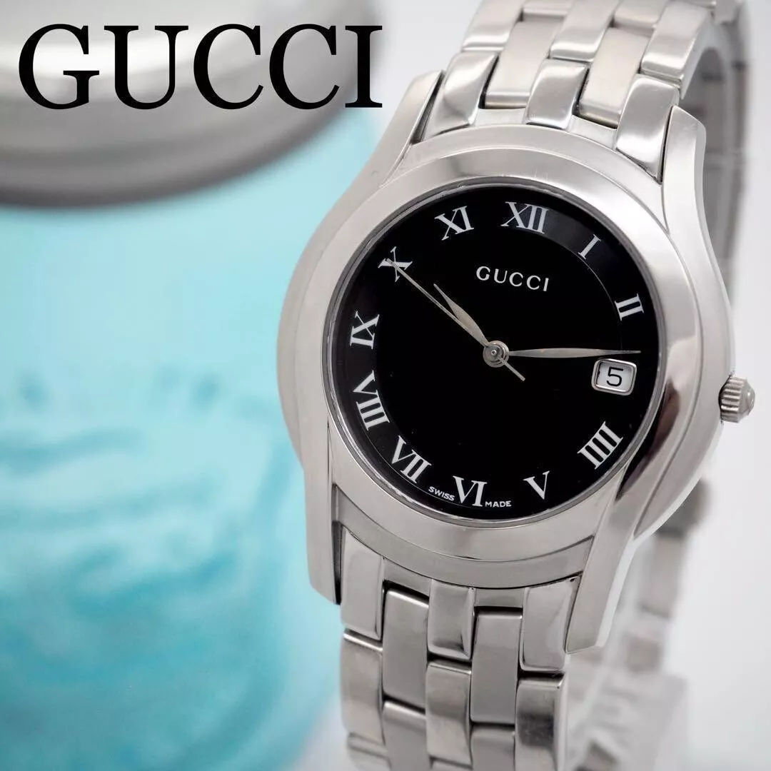 Montre homme GUCCI 5500M quartz cadran noir affichage analogique de la date du Japon