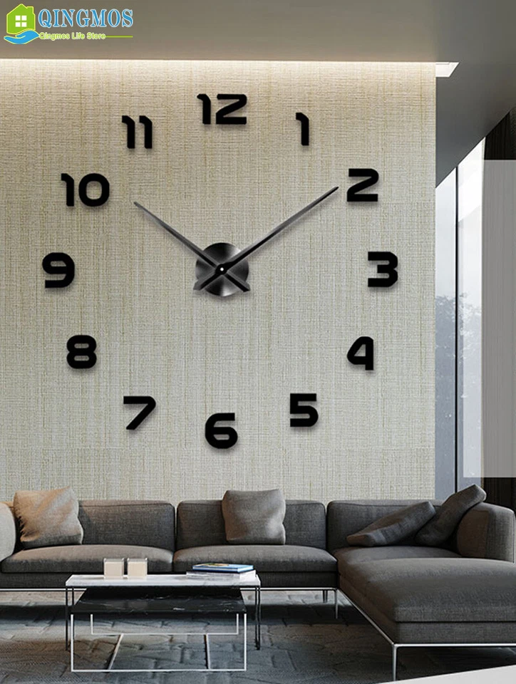 3D DIY Large Wall Clock Acrylic Stickers Watch Decor Living Room Quartz Needle - Image 4 of 4