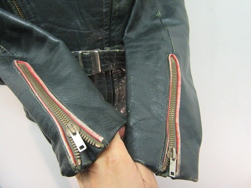 VINTAGE 60'S GERMAN LEATHER PERFECTO MOTORCYCLE JACKET SIZE UKS - Picture 9 of 23