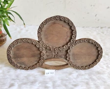 Vintage Primitive Handmade Floral Design Wooden Decorative Tray Plate WN327