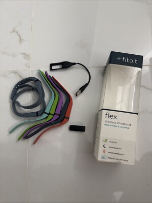 Fitbit Flex Wireless Activity & Sleep Tracker Wristband Blue w/ extra bands S L