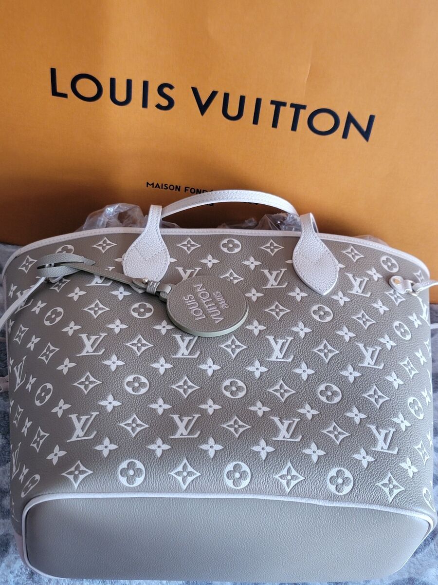 LOUIS VUITTON GAME ON WHITE NEVERFULL MM GIANT FLOWER MONOGRAM BAG *NO  POUCH*