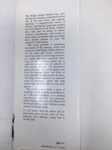 The King's Indian Defence by Leonard Barden, William Hartston, Raymong Keene HB - Picture 4 of 10
