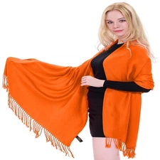 Orange Solid Color Design Shawl Scarf Wrap Stole Throw Pashmina CJ Apparel *NEW*