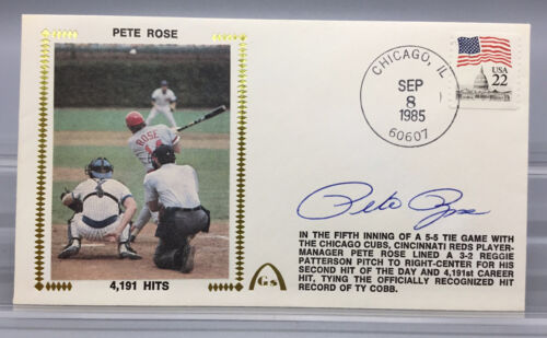 Pete Rose Cincinnati Reds Autographed 1st Day Cover Envelope 1985 4191 Hits JSA - Picture 2 of 3