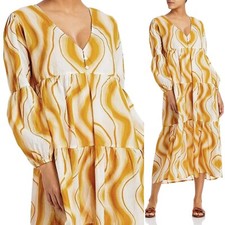 Anthropologie Faithfull Frieda Tiered Maxi Dress Coverup Talamanca Geometric 70s