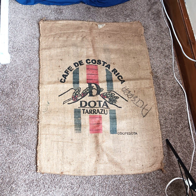 Huge Cafe De Costa Rica DOTA TARRAZU Burlap Coffee Bean Jute Sack Wall Art 100lb