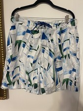 Nautica Swim Trunks White Blue Sail Boat Beach Casual Surfer 90's Vacation Sz L