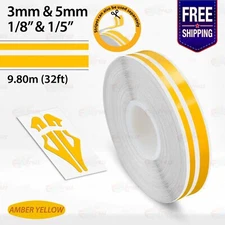 AMBER YELLOW 1/8" & 1/5" Roll Vinyl Pinstriping Stripe Double Line Tape Sticker