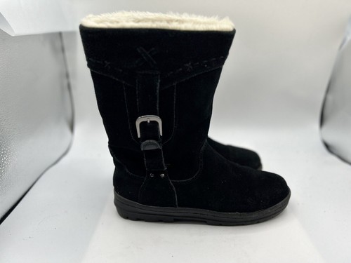 White Mountain Winter Snow Boot Women's Sz 9 Black Sheepskin Suede Mid Calf - Picture 1 of 6