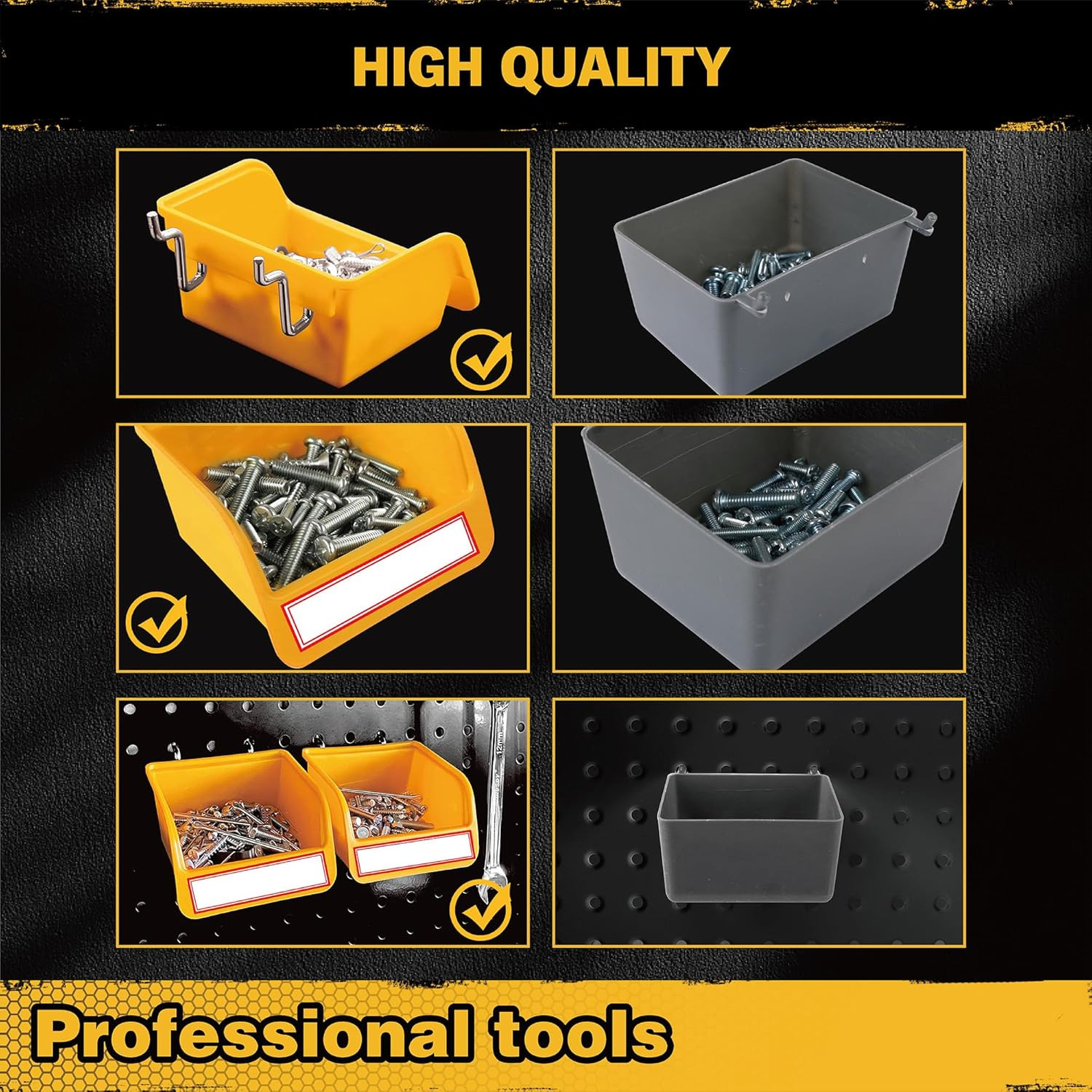 ELEAD Pegboard Bins Organizer Set 24-Pack - Durable Storage Tray for Screws, Nut