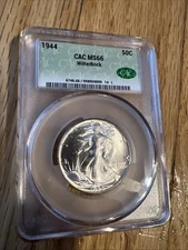1944 WALKING LIBERTY 50C SILVER HALF DOLLAR MS 66 CAC UNCIRCULATED Witter Brick