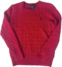 Polo Ralph Lauren Boys Cable Pullover Sweater Big Kids 18-20 XL Red NWOT