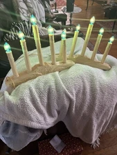 (2) Vintage 5 Light Window Electric Candelabra Candolier Plastic Drip Christmas