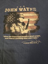 John Wayne The Duke Blue Shirt XL American Flag Soldier Green Beret Movie