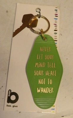 Green Motel Room Keychain Retro Styled Key Ring Never Let Mind Tell Heart Wander