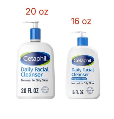 2-Pack Cetaphil Daily Facial Cleanser for Sensitive Combination 20 Oz, 16 Oz