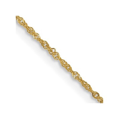 14K 18 inch 1mm Singapore with Spring Ring Clasp Chain Necklace Mens Womens