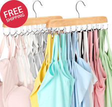 Bra Hanger Closet 20 Hook Capacity Tank Top Organizer Foldable Wood Space Saver
