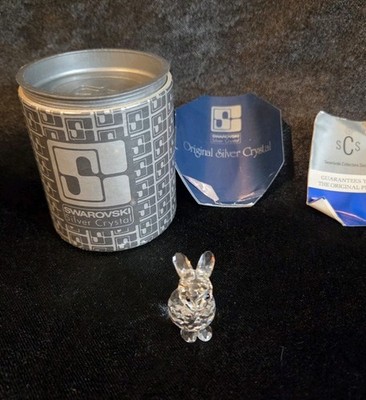Swarovski Silver Crystal Clear Faceted Rabbit Figurine Boxed 7678