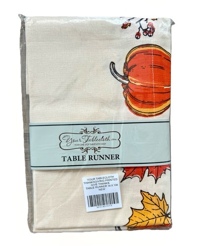 Give Thanks Thanksgiving Printed 14"x"108" Table Runner by Your Tablecloth NWT! - Picture 7 of 9