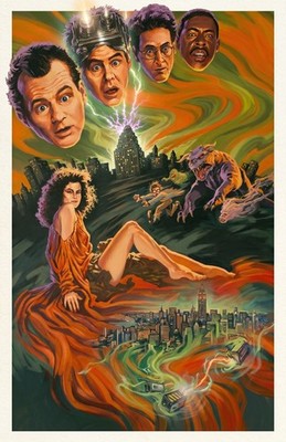 Ghostbusters Venkman Dana Barrett Stay Puft Terror Dog Slimer Movie Art Poster