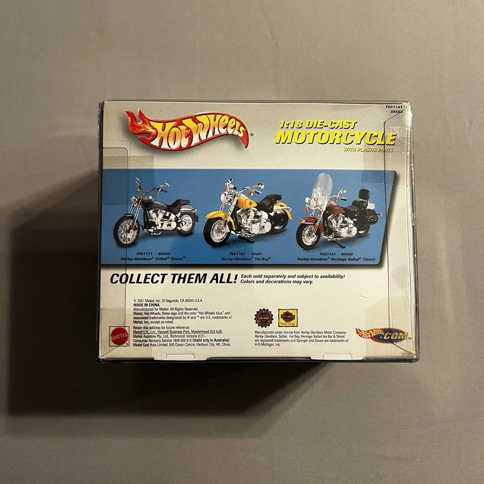 Réplica de motocicleta Harley Davidson clásica Heritage Softail fundido a presión Hot Wheels Foto 3 de 4