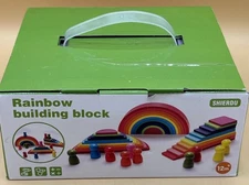 SHIERDU 45-Piece Wooden Rainbow Stack Set, 4-in-1 Building Blocks preschoolers 