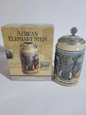 1990 Anheuser-Busch Endangered Species Series Elephant Stein w/ COA & Box