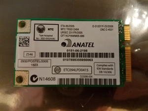 Intel WM3945ABG Anatel 0151-06-2198 Wireless Card