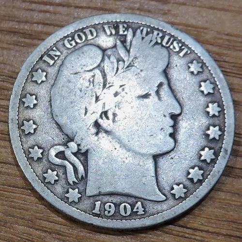 1904 S Silver Barber Half Dollar VG