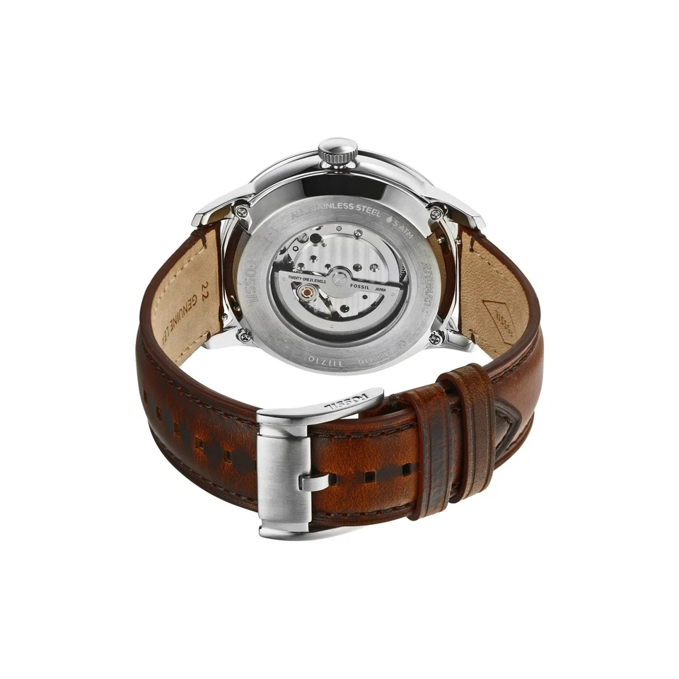 Orologio Uomo FOSSIL TOWNSMAN ME3110 Meccanico Automatico Acciaio Pelle Marrone - Immagine 2 di 4