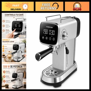 20 Bar Espresso Machine with LED Touchscreen, Adjustable Temp, Milk Frother, Com