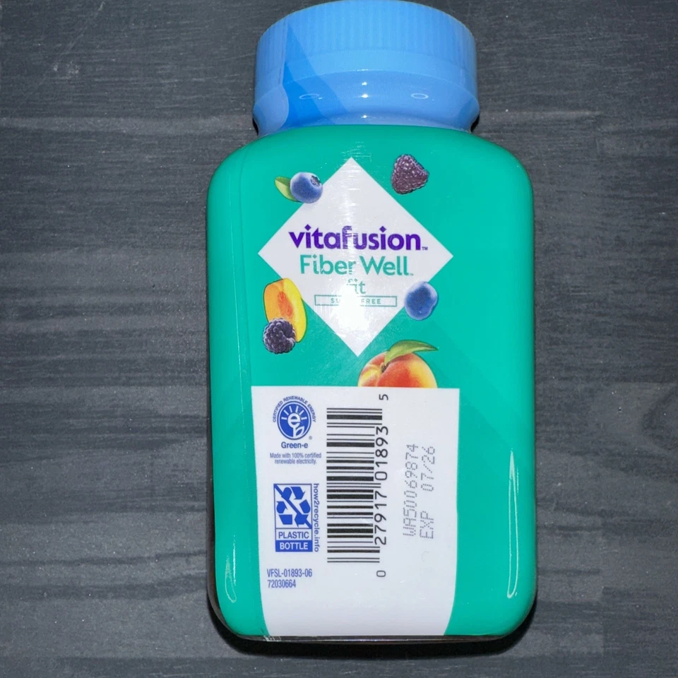 Suplemento de fibra Vitafusion fibra bem sem açúcar 90 gomas baga-pêssego 7/26 - Imagem 2 de 3