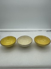 Trio of Small Pottery Bowls Kitchen Prep Yellow Ivory 