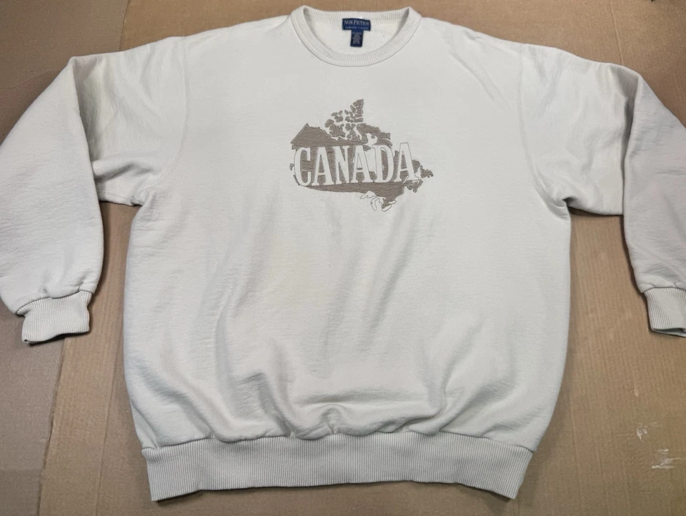 Vtg Non-Fiction - Canada Map - Sweatshirt 100% Cotton Made in Canada XL 90s - Image 3 of 4