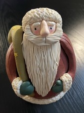 Handmade Rustic Folk Clay Santa Claus Old St. Nick Figurine - Christmas Holiday