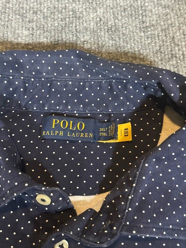 Polo Ralph Lauren Uomo 3XLT Camicia Alta Blu Geometrica a Pois 100% Cotone - Foto 3 di 8