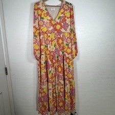 Sugar + Lips Floral Dress Long Tiered size Large Bohemian Hippy Boho
