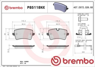 Brembo P85118NX Bremsbelagsatz für Scheibenbremse Bremsbelagsatz für Audi 