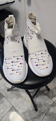 #ad Champion High Top Pull On Logo Men#x27;s Sneakers White Blue Red Textile Athletic $22.64