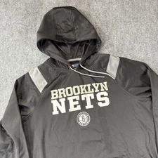 Brooklyn Nets Hoodie Mens Large Black Gray NBA Basketball Pullover Sweatshirt